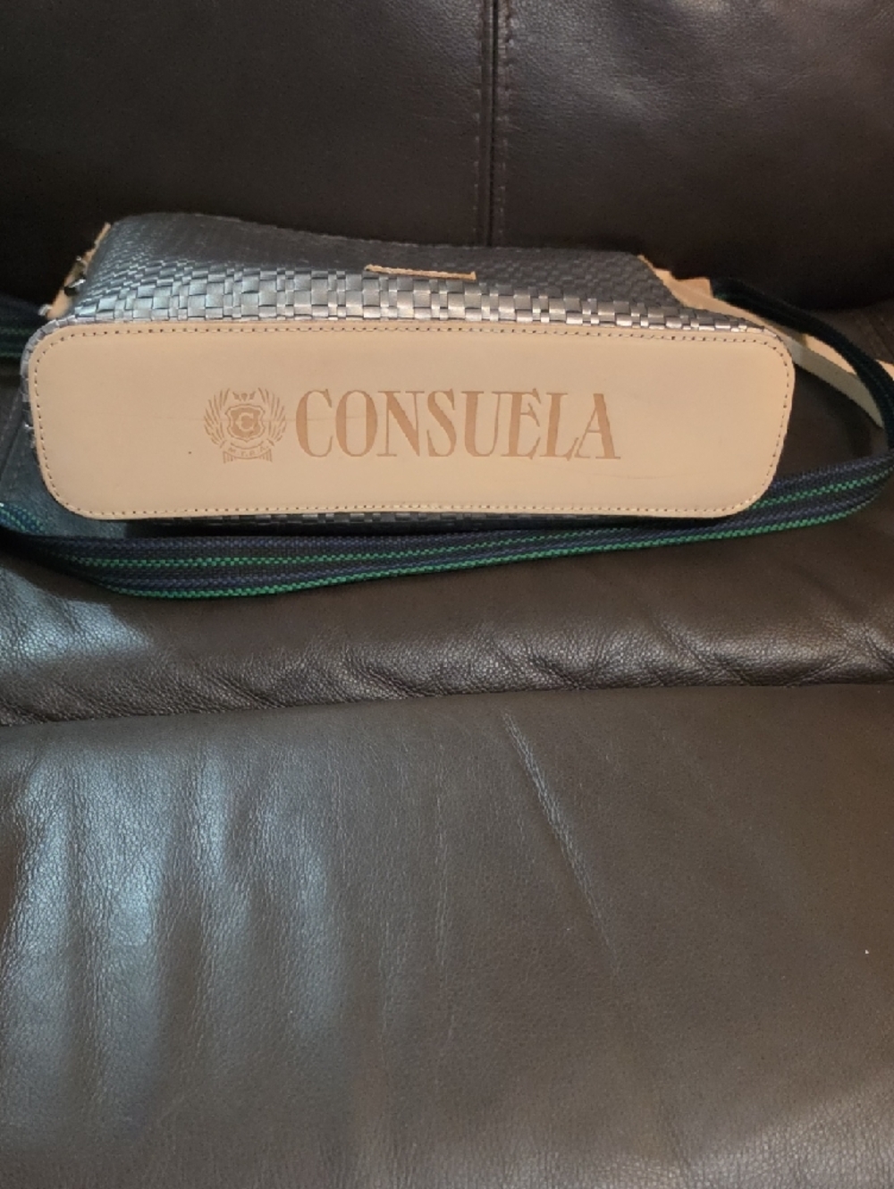 Consuela Metallic Woven Crossbody with Striped Strap - Picture 4 of 7